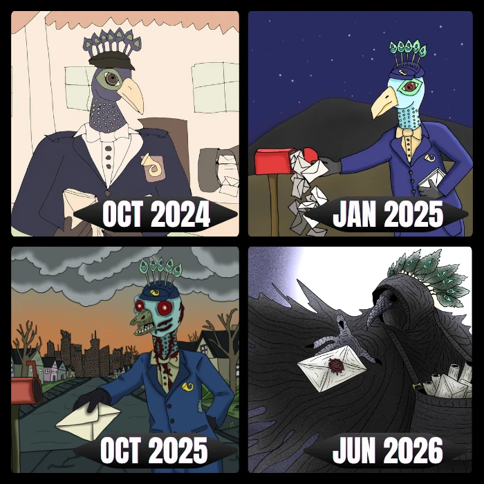Evolution of the Kravestorm Special Delivery illustration from 2024 to 2026