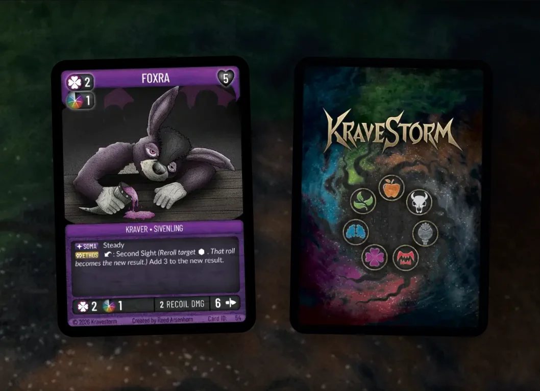 Kravestorm Foxra card and card back