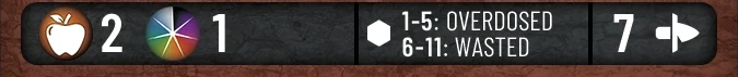 Nevir attack side effect: roll 1-5 Overdosed, 6-11 Wasted